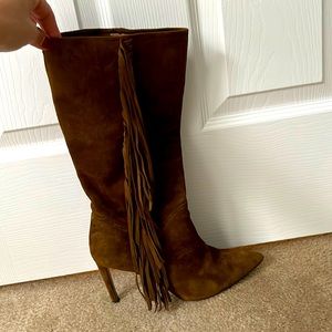 Sam Edelman Fayette Hazelnut Suede fringe boots